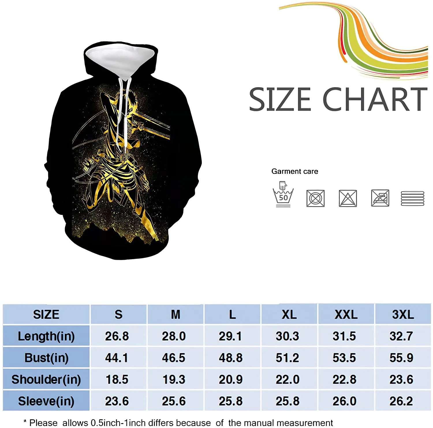 Attack on Titan Hoodie 3D Print Manga Anime Pullover Hoodie Sweatshirt with Front Pocket