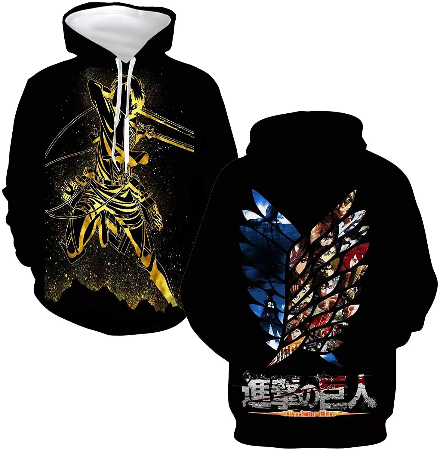 Attack on Titan Hoodie 3D Print Manga Anime Pullover Hoodie Sweatshirt with Front Pocket