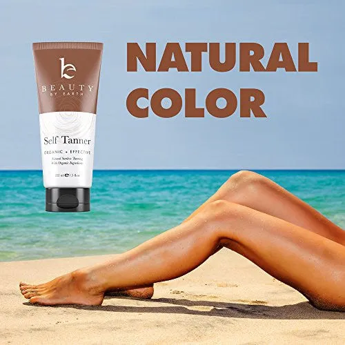 BEAUTY BY EARTH DYE-FREE NATURAL SUNLESS SELF TANNER FOR BRONZER AND GOLDEN TAN, 7.5 OZ.