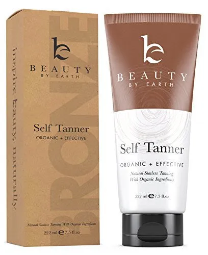 BEAUTY BY EARTH DYE-FREE NATURAL SUNLESS SELF TANNER FOR BRONZER AND GOLDEN TAN, 7.5 OZ.