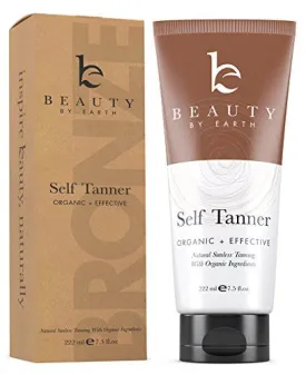 BEAUTY BY EARTH DYE-FREE NATURAL SUNLESS SELF TANNER FOR BRONZER AND GOLDEN TAN, 7.5 OZ.