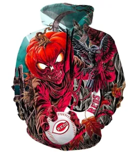Cincinnati Reds Halloween Hoodies - Pullover Red Hoodie