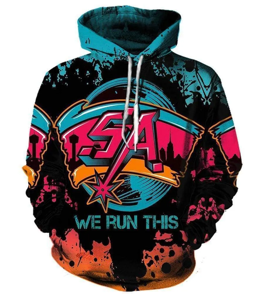 Football San Antonio Spurs Hoodies - Pullover Black 3D Hoodie