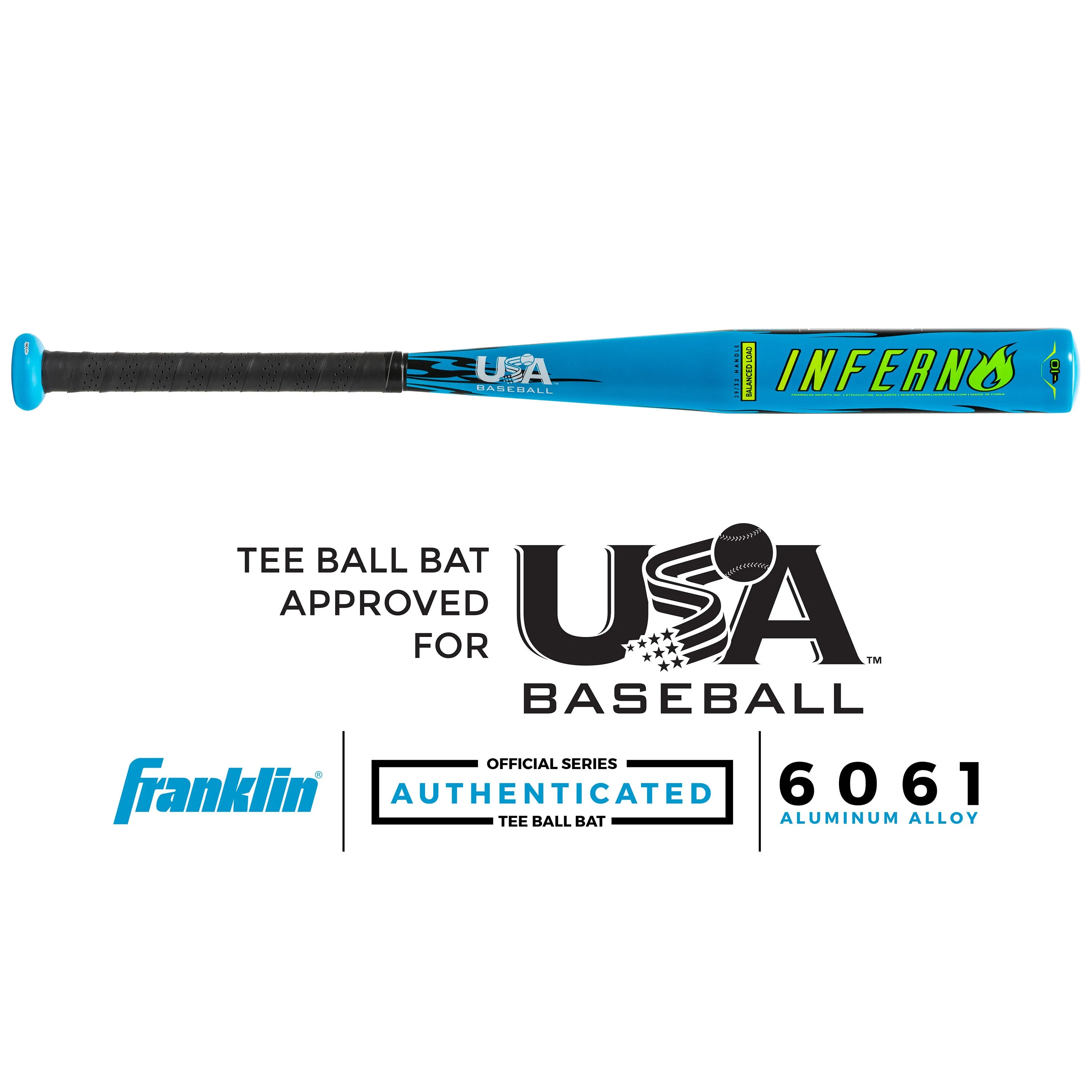 Franklin Sports Blue Inferno Tee Ball Set - Youth 25" Aluminum Bat Drop 10 - Ball - 9" PVC Glove
