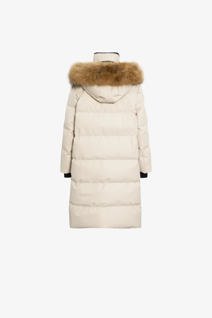 Fur Trimmed Puffer Jacket Beige