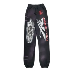 Hellstar Studios Airbrushed Skull Sweatpants Black (Elastic Bottom)