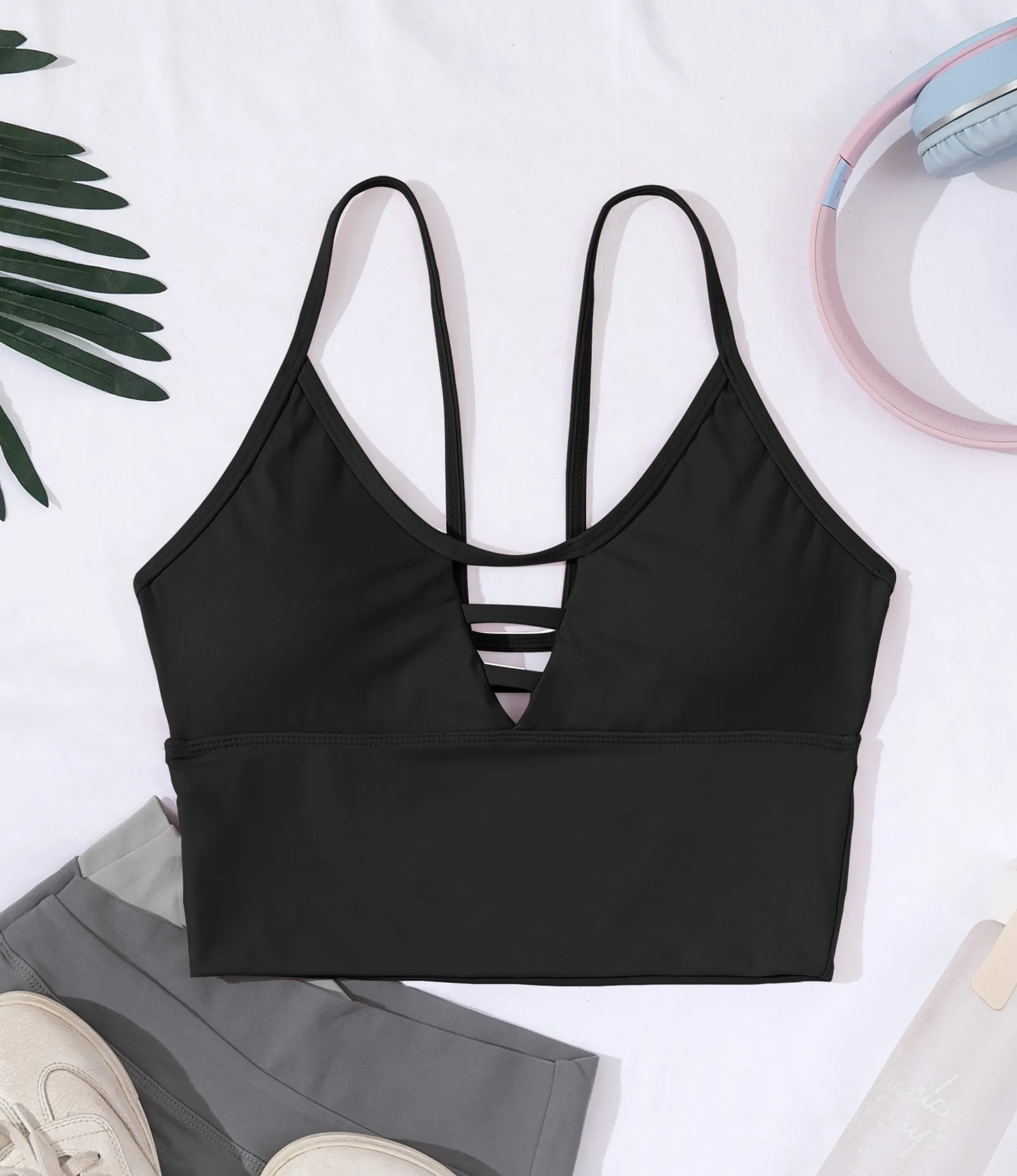 Longline Cutout Strappy Yoga Workout Sports Bras