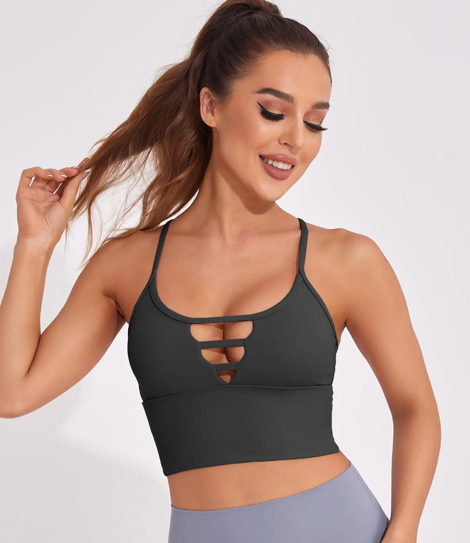 Longline Cutout Strappy Yoga Workout Sports Bras