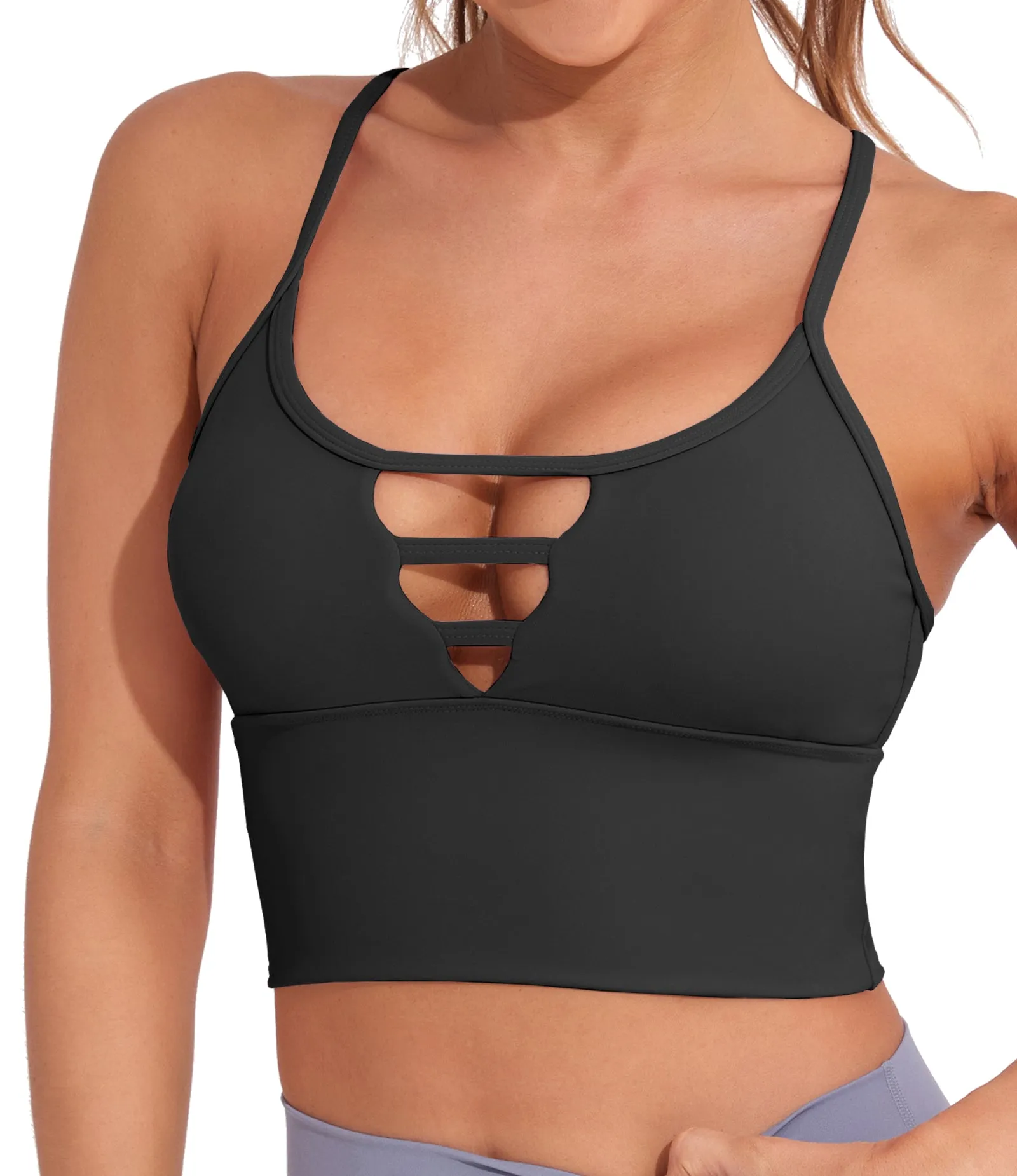 Longline Cutout Strappy Yoga Workout Sports Bras
