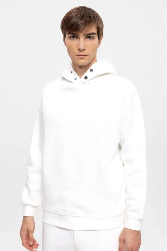 Men's Ecru Oversize Hooded Sweatshirt