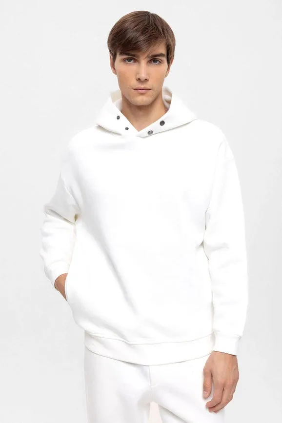 Men's Ecru Oversize Hooded Sweatshirt