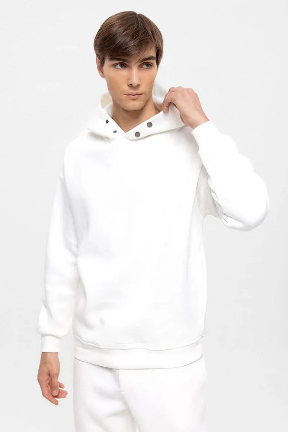 Men's Ecru Oversize Hooded Sweatshirt
