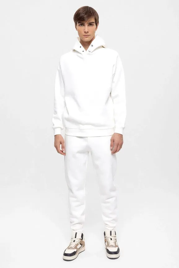 Men's Ecru Oversize Hooded Sweatshirt
