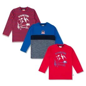 "Boys' Adventure and Sports Theme T-Shirt Combo - Set of 3 (Ski Time, Football, Alps Adventure)"