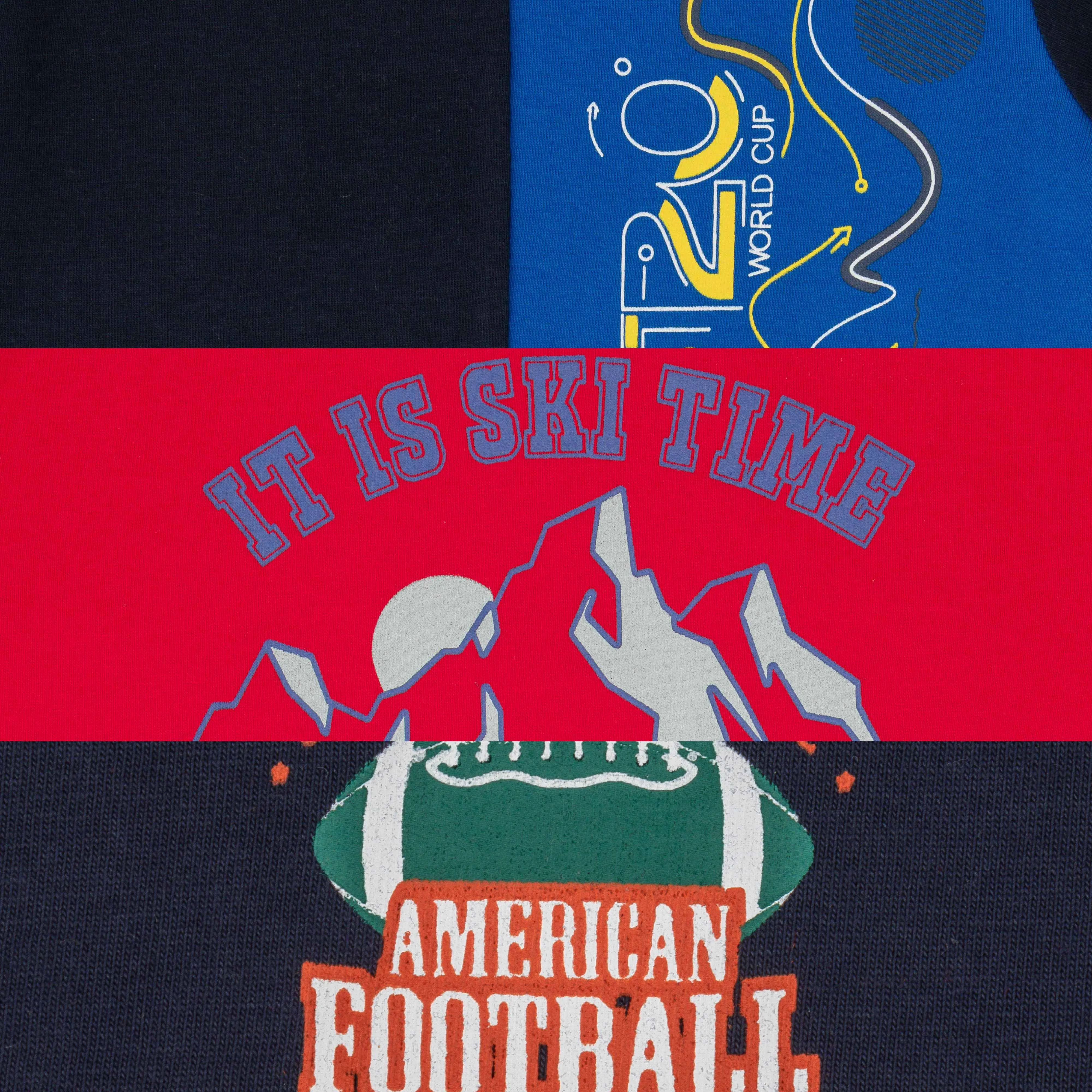 "Boys' Full Sleeve T-Shirt Combo  Pack of 3 (Ski, Sports, and Colorblock Designs)"