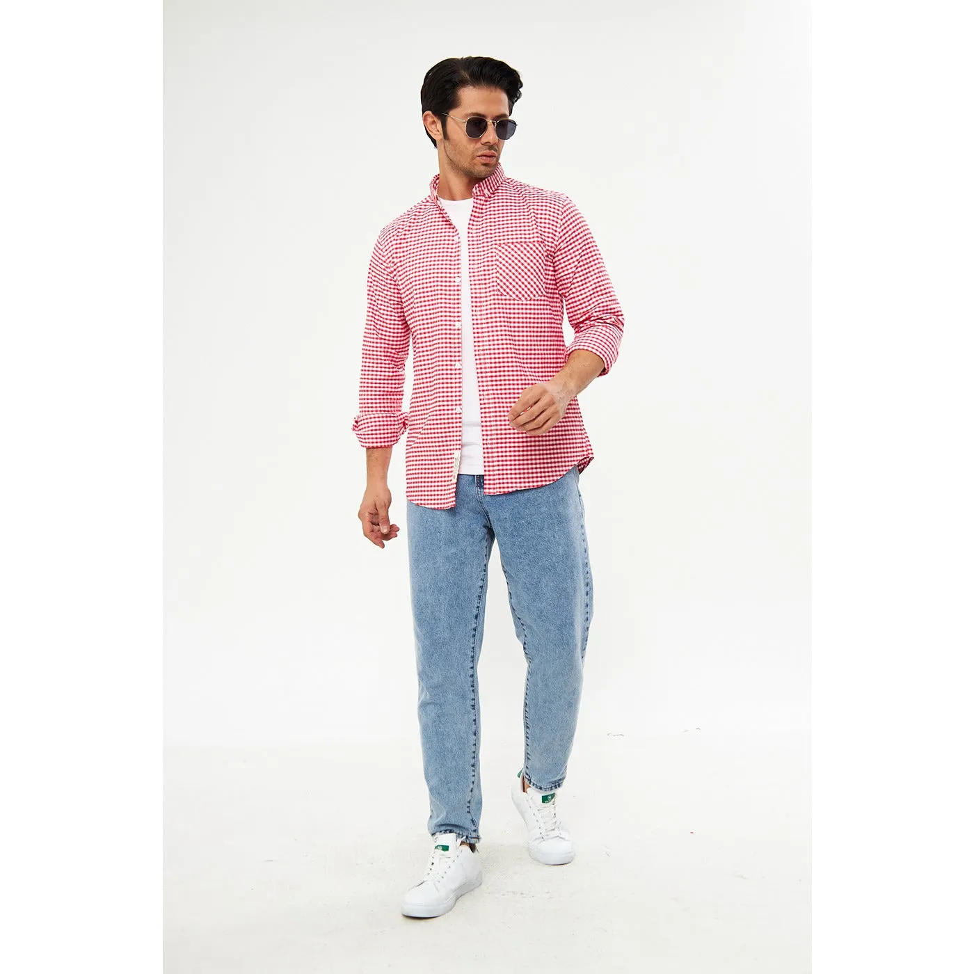 Red Ghingham Check Casual Shirt